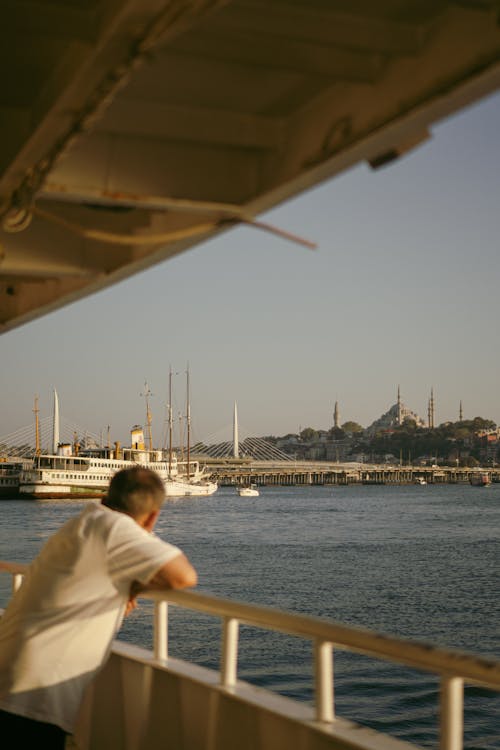 Man Sailing in Istanbul with Hagia Sophia behind