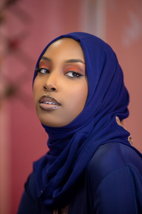 Portrait of African Woman Wearing Headscarf
