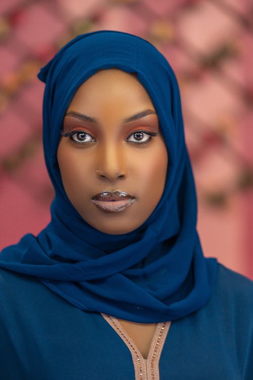 Portrait of an African Woman Wearing Headscarf