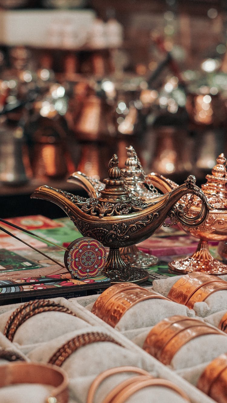 Traditional Arabic Lamps On A Bazaar 