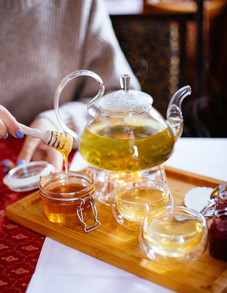 Teapot And Teacups On Tray