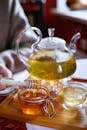 Clear Glass Tea Set With Honey