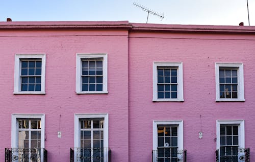 Facade of Pink Residential Houses in London 