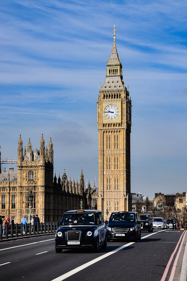 View Of The Big Ben From The Westminster Bridge In London, England, UK 