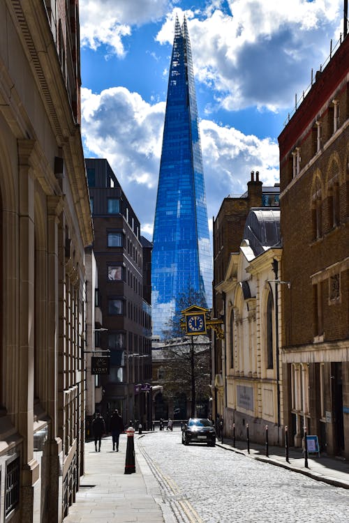 Street in London with the Shard Tower in the Distance 