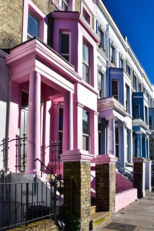 Colorful Houses in Notting Hill, London, England, UK