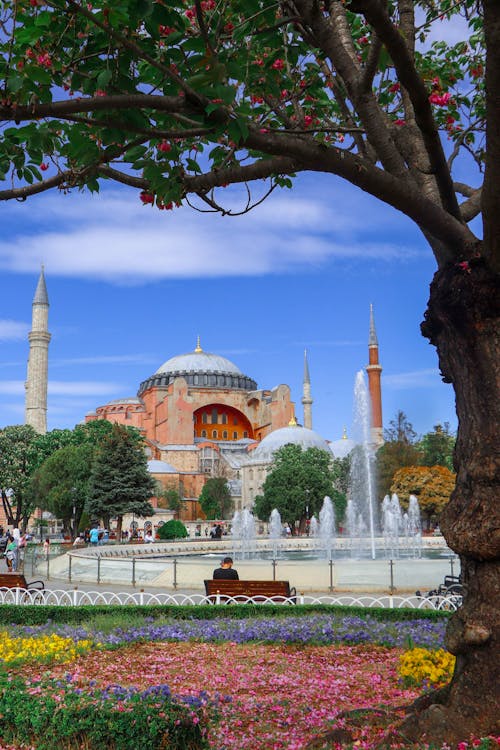Colorful Park with Hagia Sophia behind