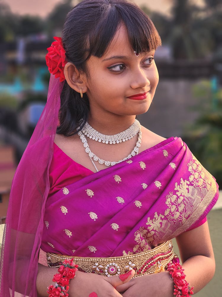 Young Girl In Purple Sari