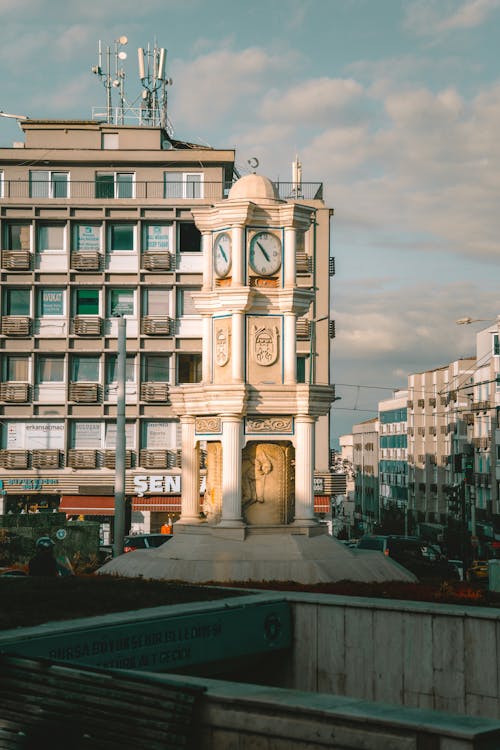 Clock Tower in Town in Turkey