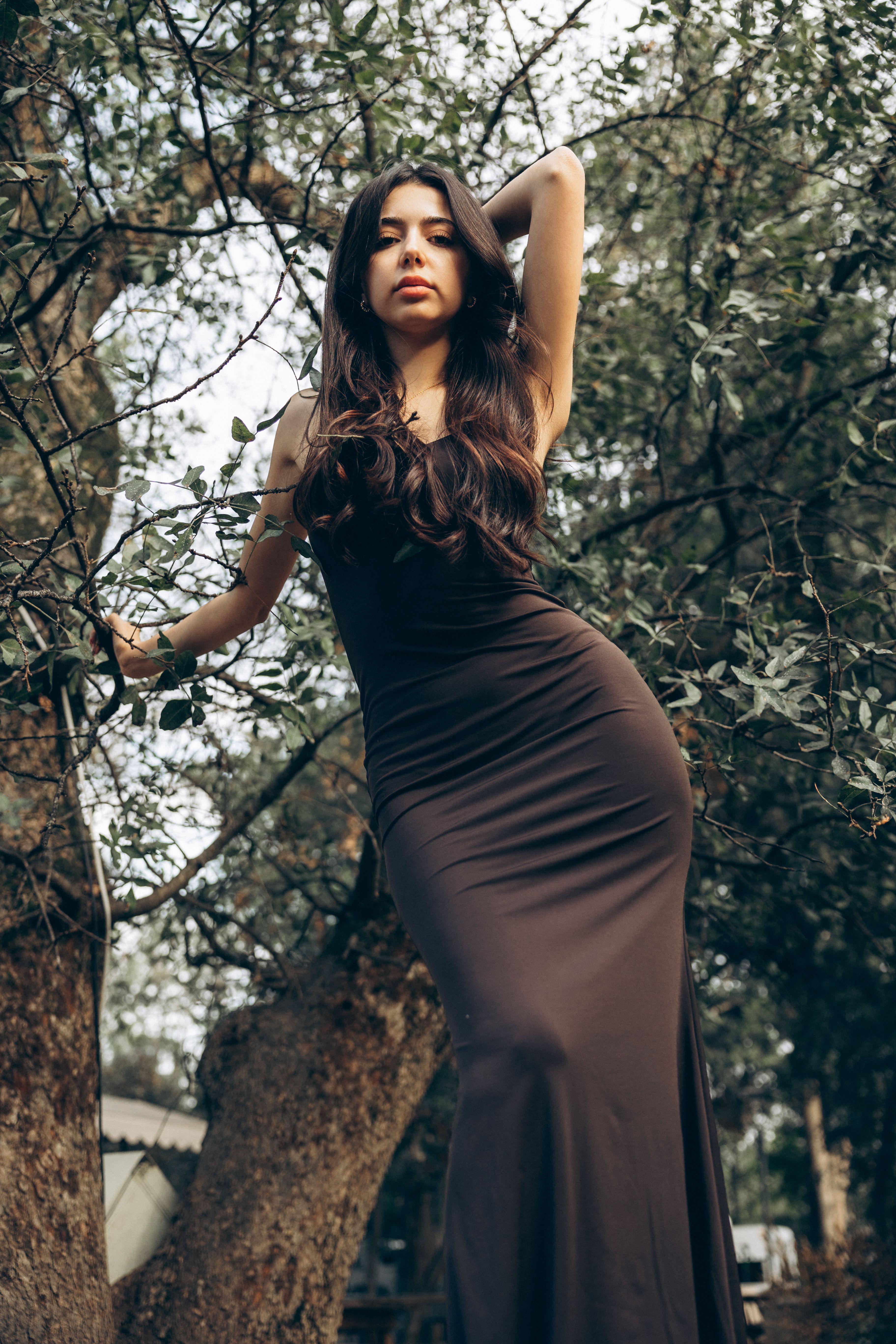 Elegant Woman Posing Outside Historic Building  Free Stock Photo