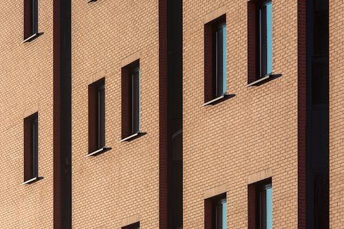 Windows in a Brick Building in Sunlight 