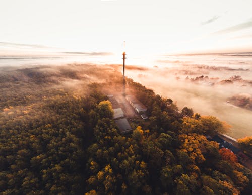 Sunset Sunlight over Tower on Hill 