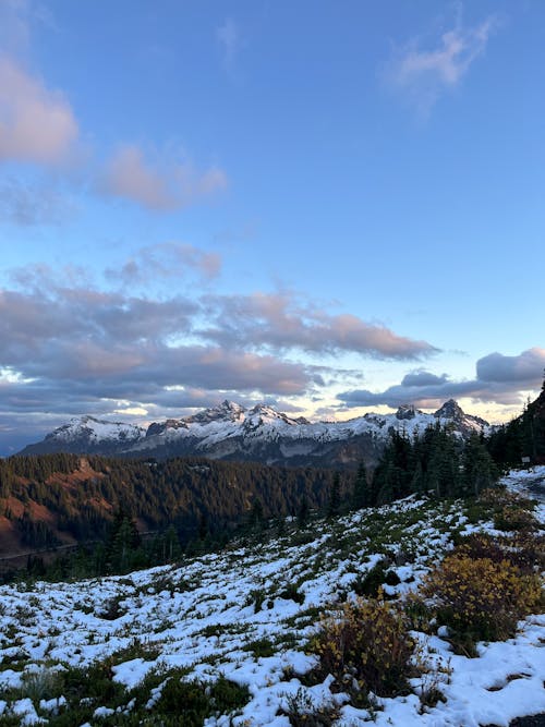 Alpine Landscape with Mountain Range under Blue Sky