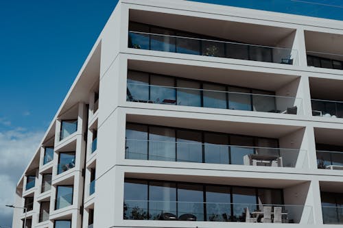 Exterior of a Modern Apartment Building with Balconies in City 