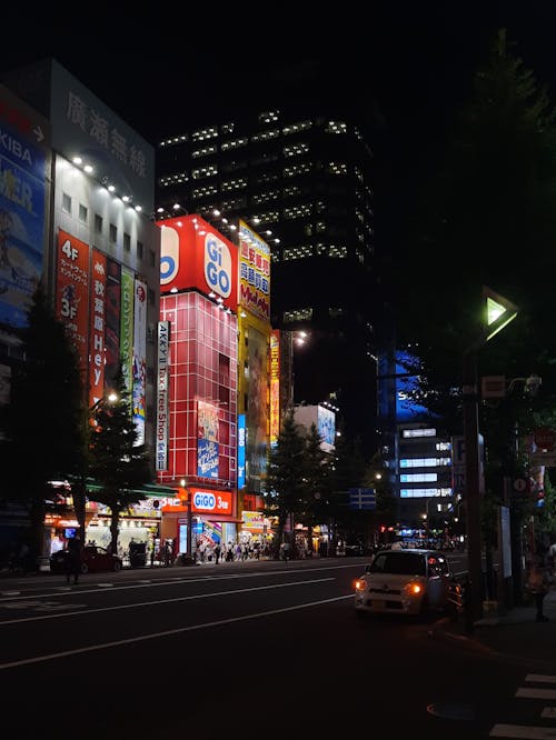View of Illuminated Buildings in Tokyo at Night