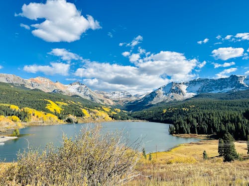 Mountain Landscape with a Lake, and Clouds in the Sky