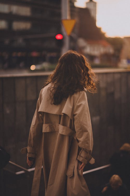 Woman Wearing Coat in City