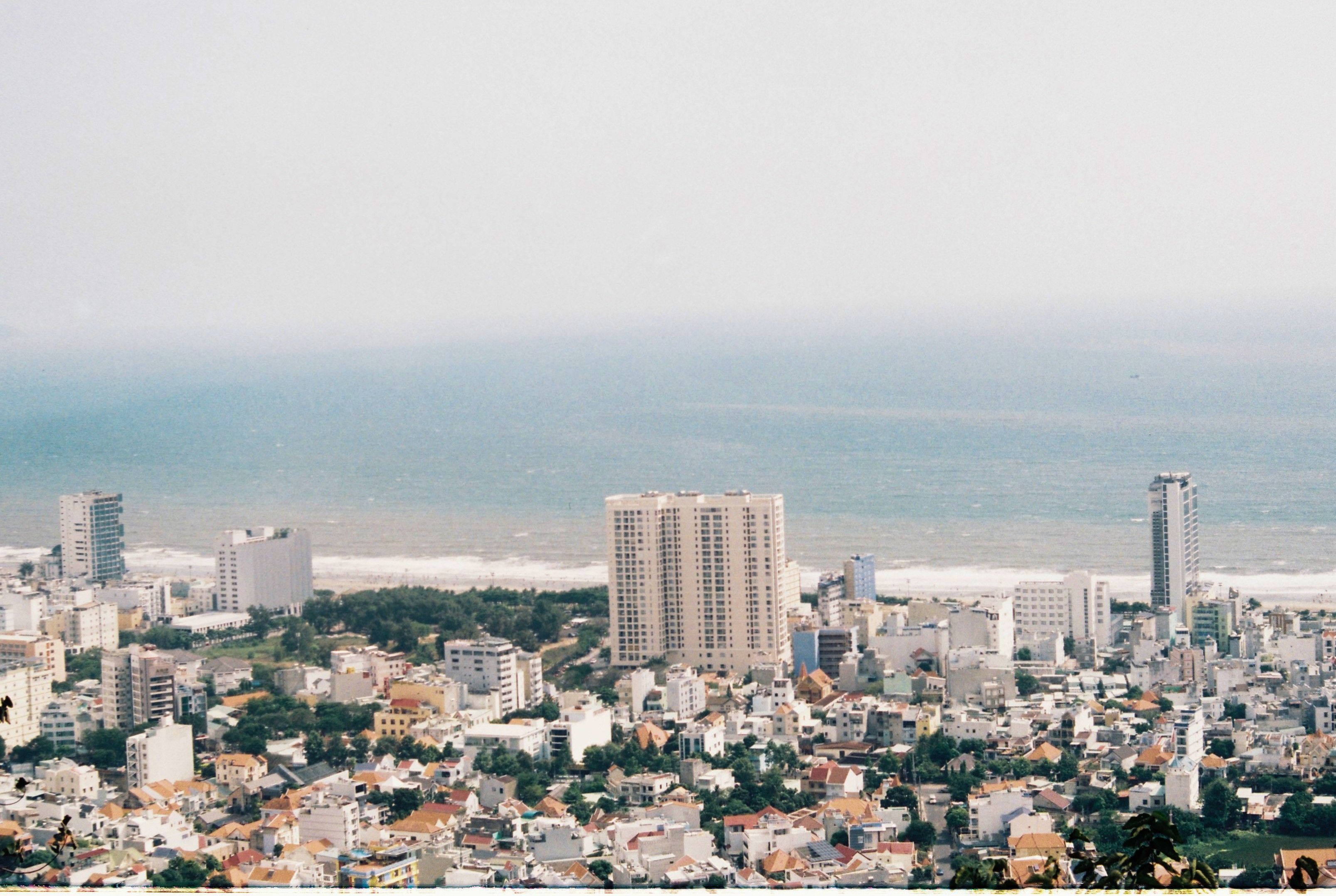 Breathtaking aerial view of Vung Tau coastline and cityscape, Vietnam.