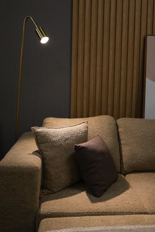 Lamp by Sofa with Pillows