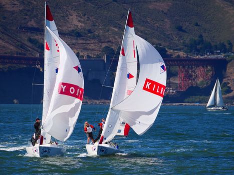 Racers on Tempest Racing Sailboats from San Francisco Yacht Club 