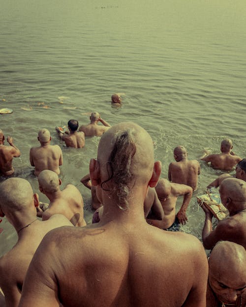 Hindu Prayers During Holy Bath in River