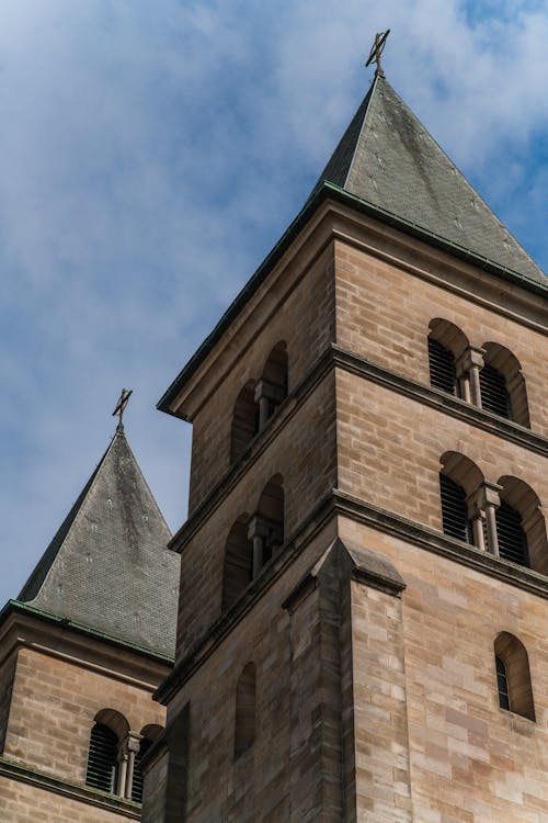 Low Angle Shot of the Towers of the Trier Cathedral in Trier, Germany 