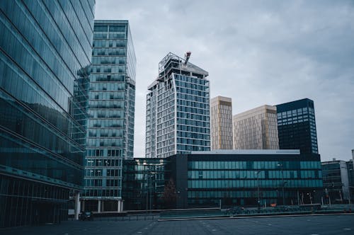 View of Modern Skyscrapers in a City 