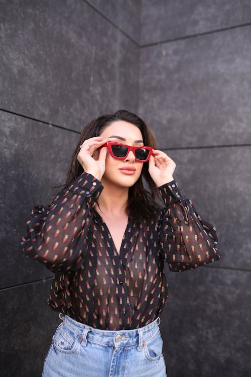 Young Fashionable Woman Wearing Sunglasses