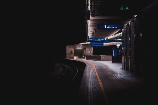 Central Train Station in the Evening in Warsaw, Poland