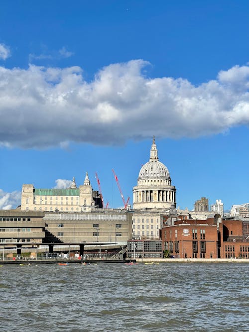 Waterfront View of St Pauls Cathedral in London, UK