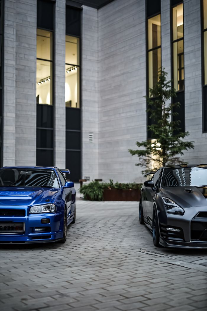 Luxury cars lined up for a VIP event