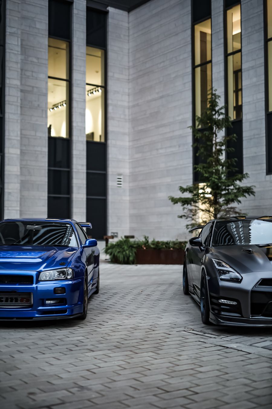 Luxury cars lined up for a VIP event