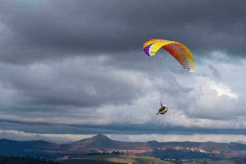 Man Parachuting in Sky