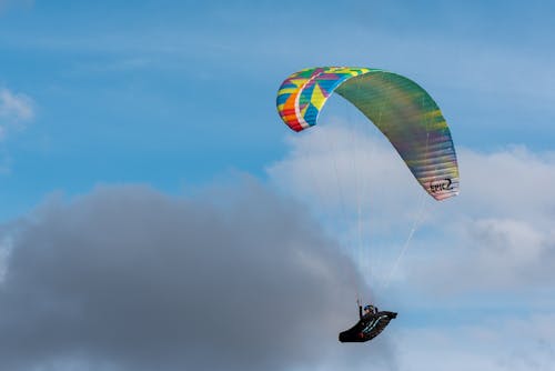 Person Parachuting in Sky