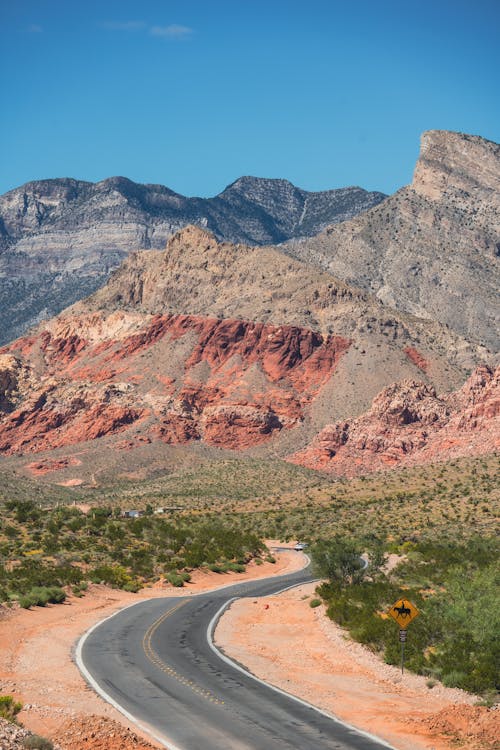 Road in a Picturesque Mountain Valley, Red Rock Canyon, Nevada, USA