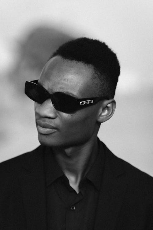 Man in Sunglasses in Black and White