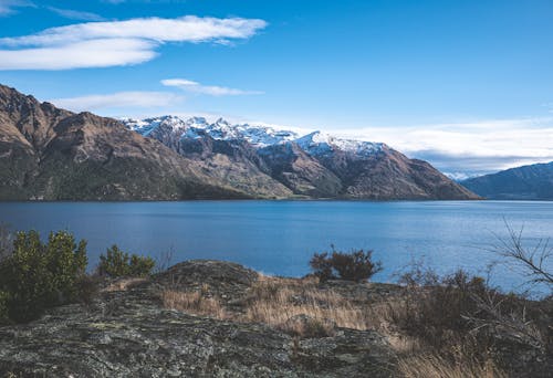 Panorama of Lake Hawea and Mountains in New Zealand