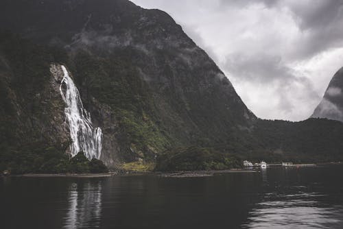 Waterfall in a Mountain Valley