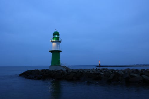 Green and White Lighthouse