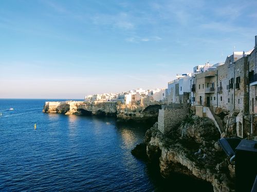Free Stunning coastal architecture and cliffs in Polignano a Mare, Italy. Stock Photo