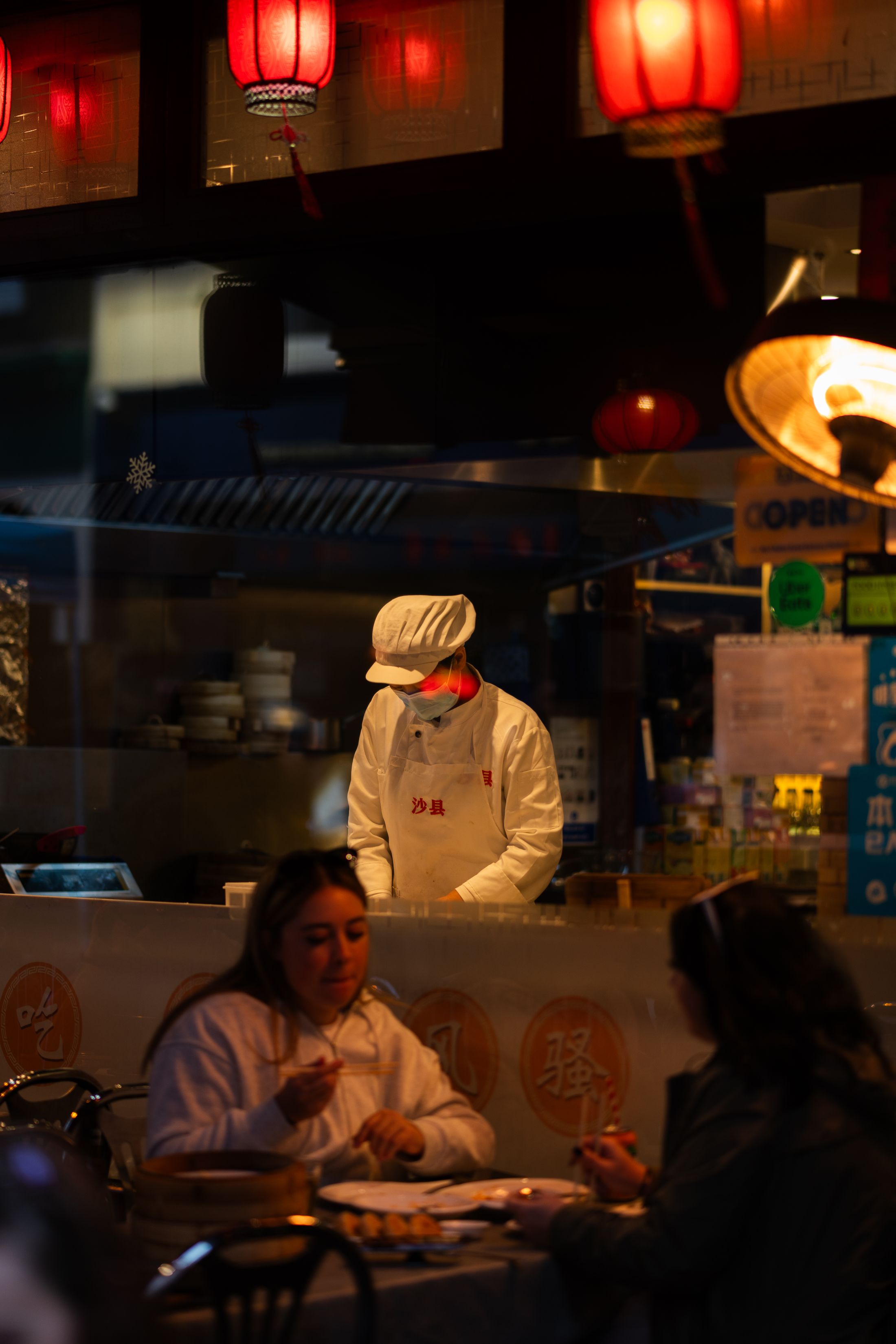 Asian restaurant with warm lantern light