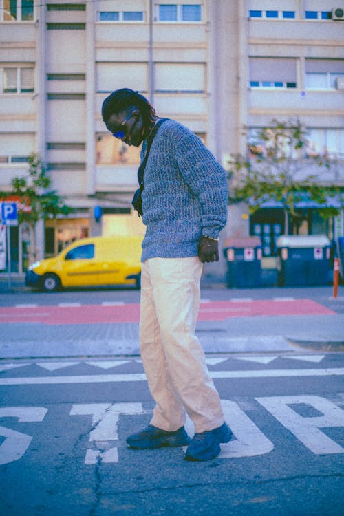 Model in Sweater on Street