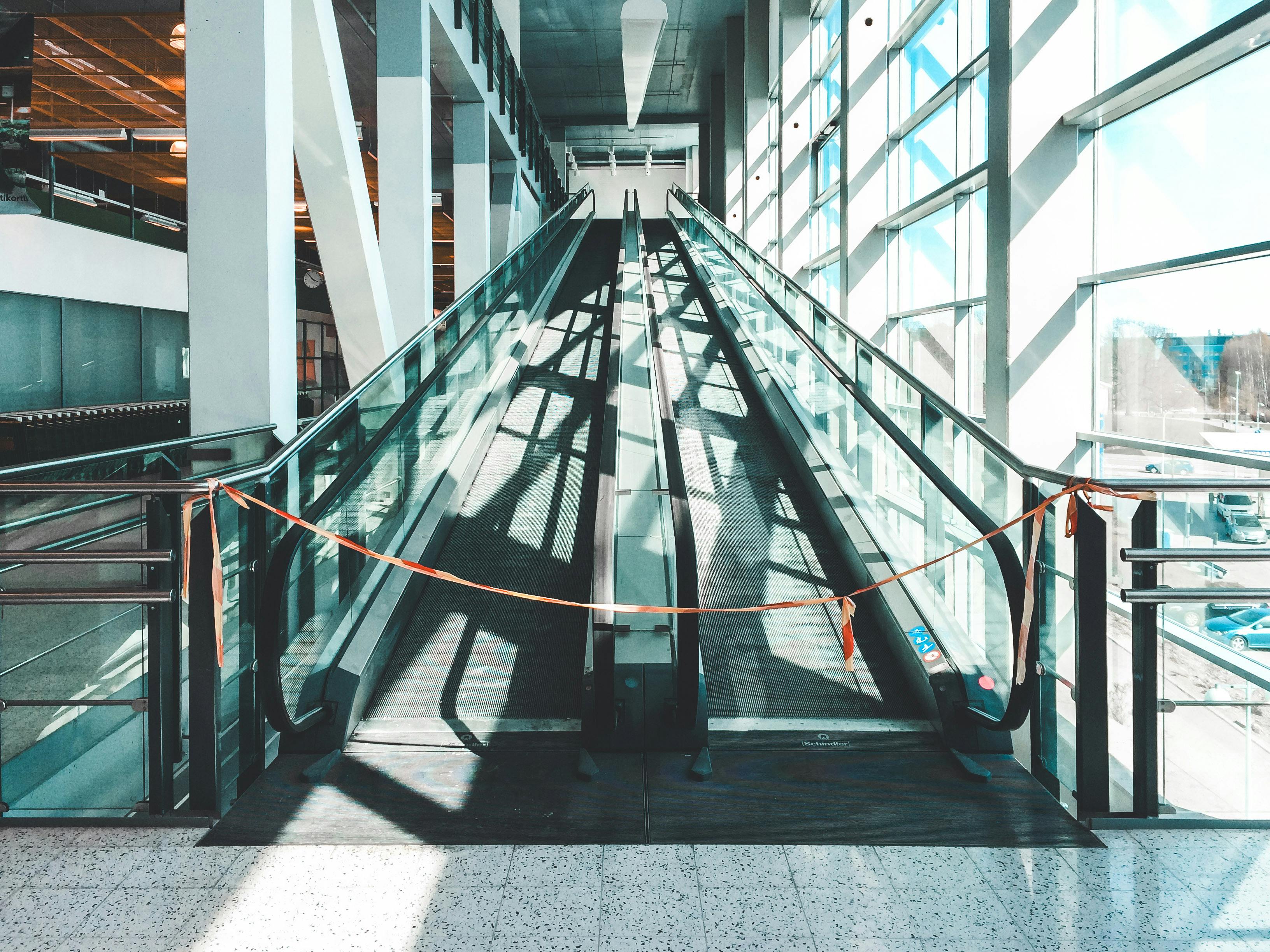 escalator closed with tape