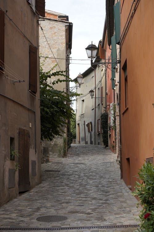 Narrow, Cobblestone Alley in Town