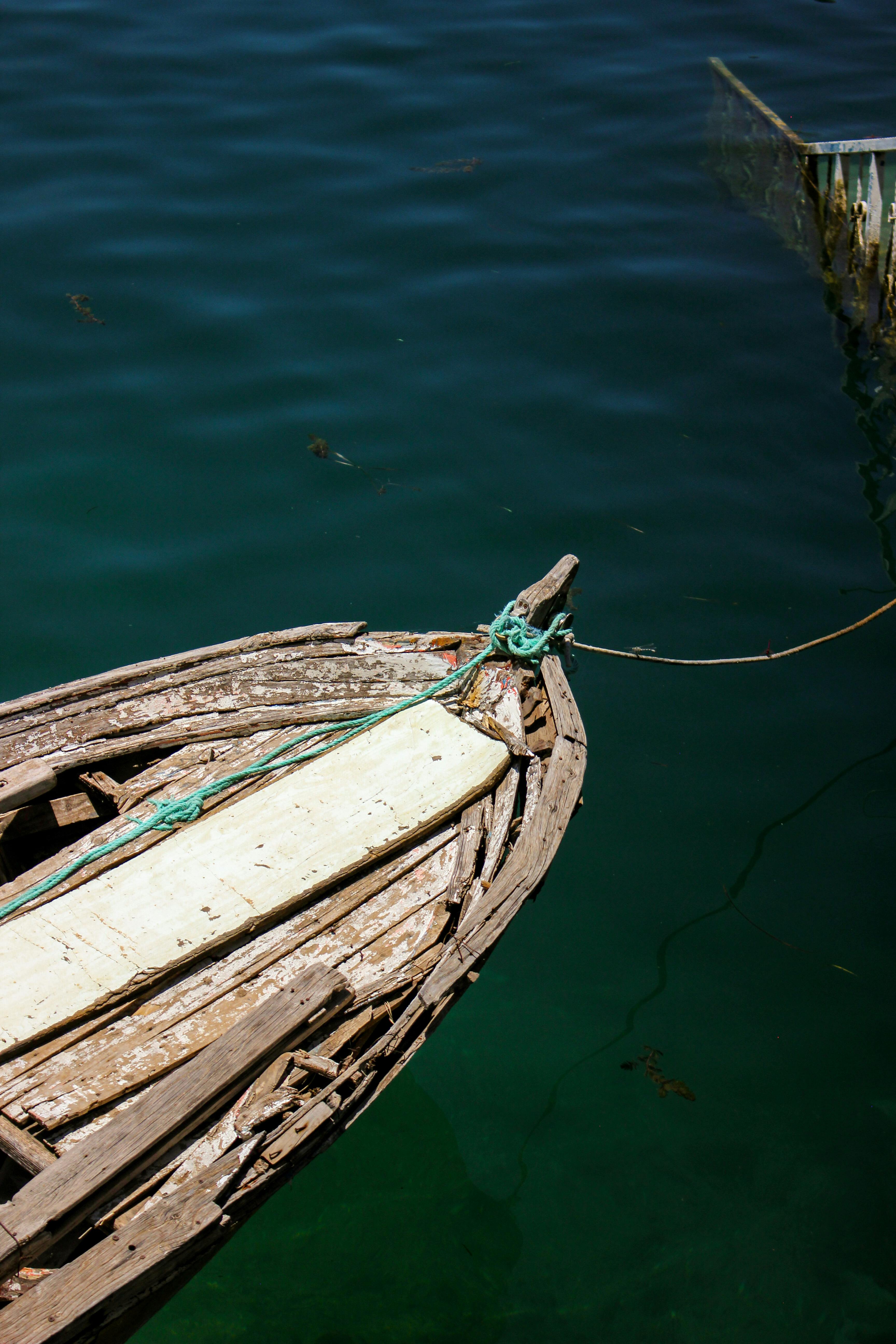 Wooden Boat Tied with Rope · Free Stock Photo