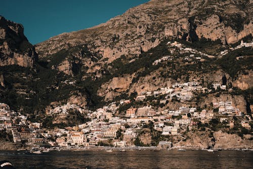 Town under Rocky Hills on Amalfi Coast