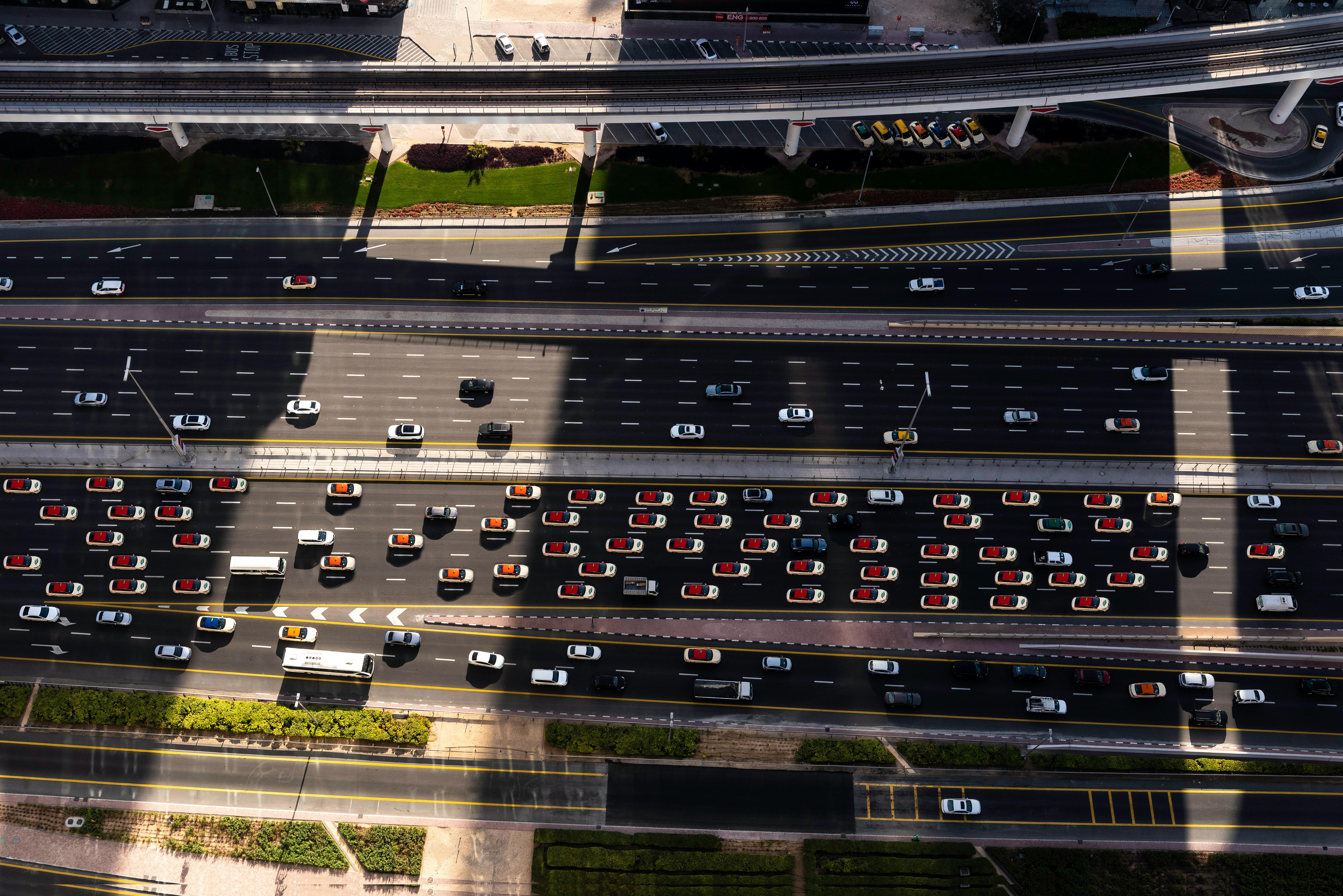 aerial photography of cars on the road