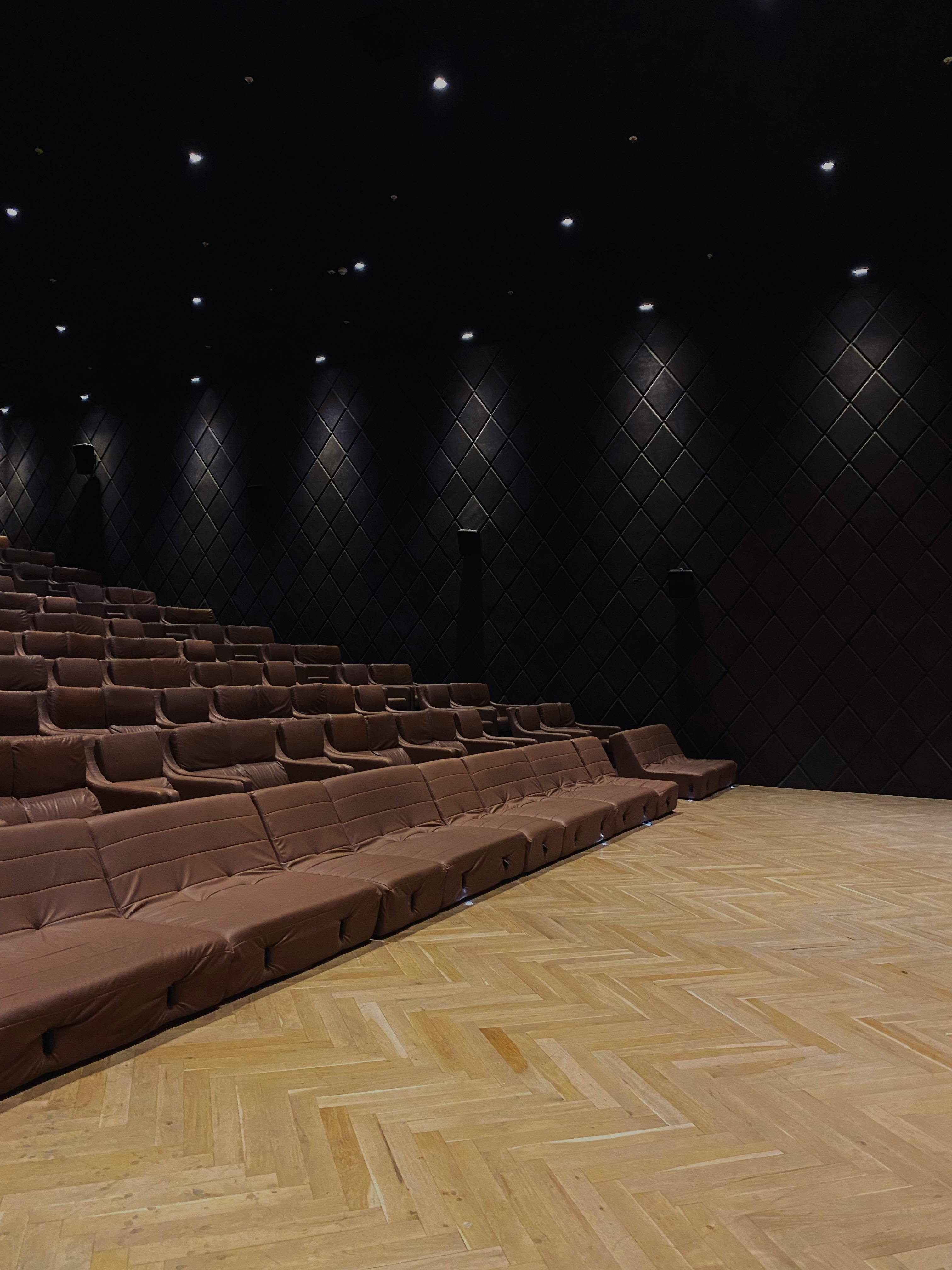 Kostnadsfria Kostnadsfri bild av akustikpaneler, auditoriums inredning, bio Stock foto