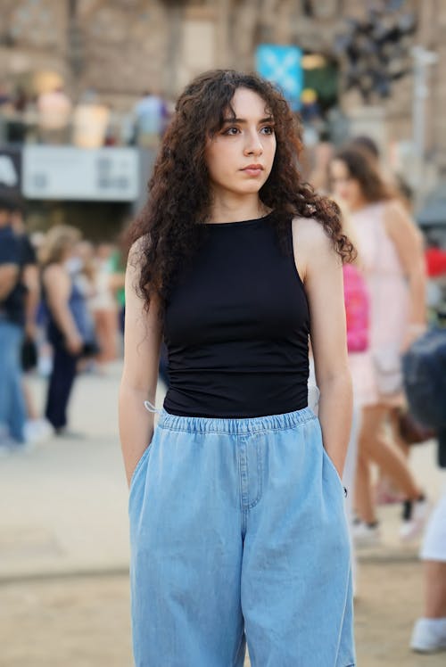 Portrait of Woman with Curly Hair