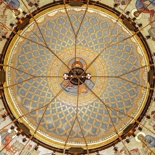 Kostenloses Stock Foto zu aufnahme von unten, byzantinische architektur, decke